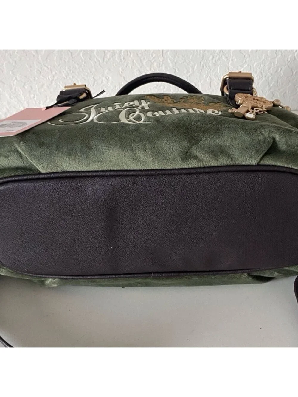 Juicy Couture The Key To Juicy Satchel Crossbody Super Greens Velvet Charm NEW